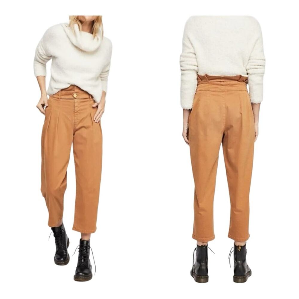 Free People Flow Away Paperbag Waist Chino Crop Pants